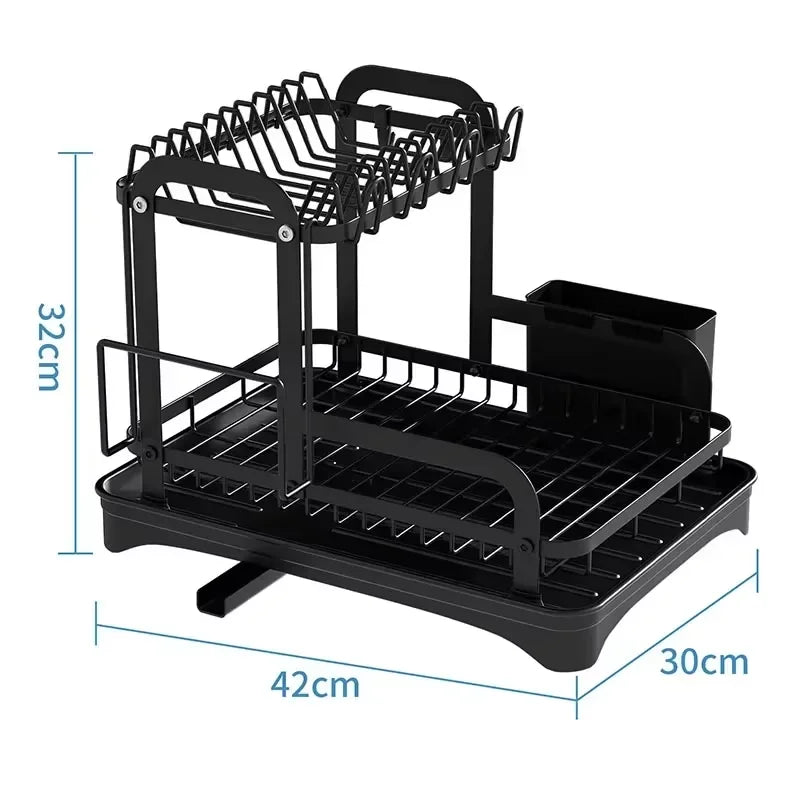Tier Black Dish Rack – Space-Saving Kitchen Organizer