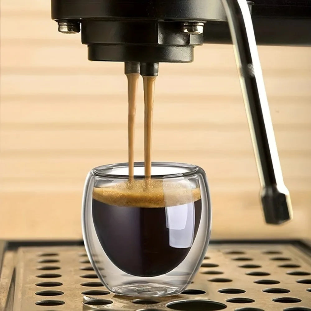 6-Piece Double Wall Glass Cups 80ml – Thermal Insulated Elegant Mugs for Coffee, Tea & Drinks