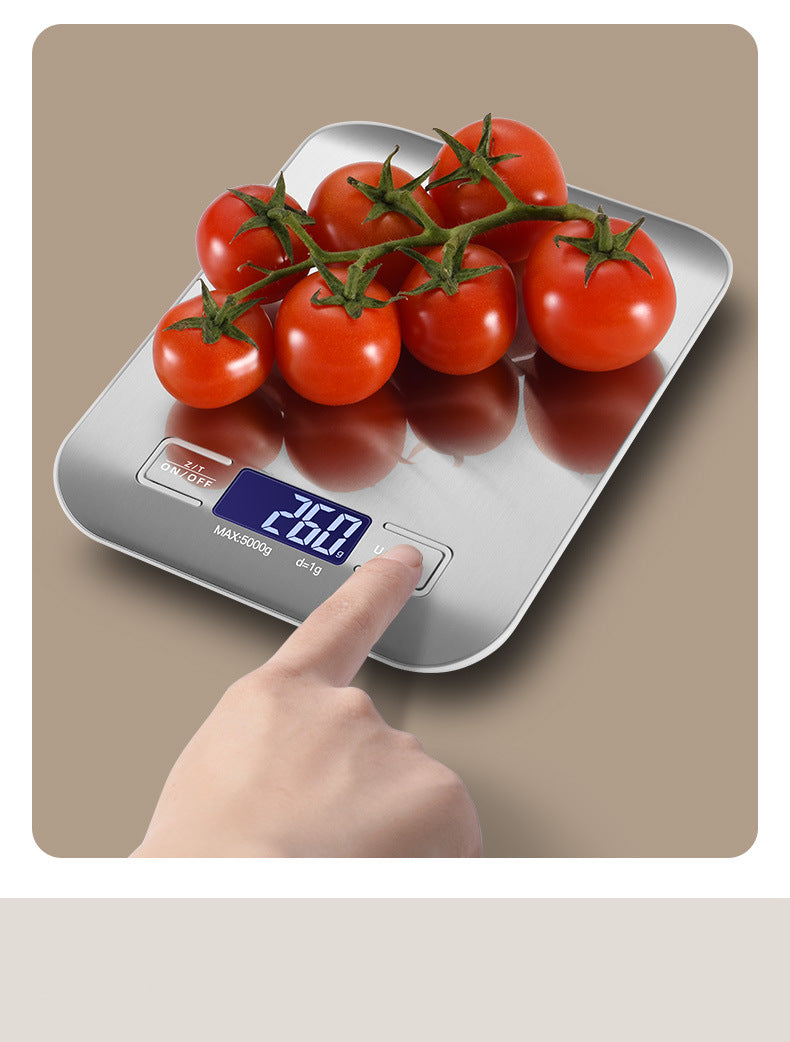 Multifunction Digital Kitchen Scale 5kg with LCD Display, Stainless Steel – High Precision & Waterproof
