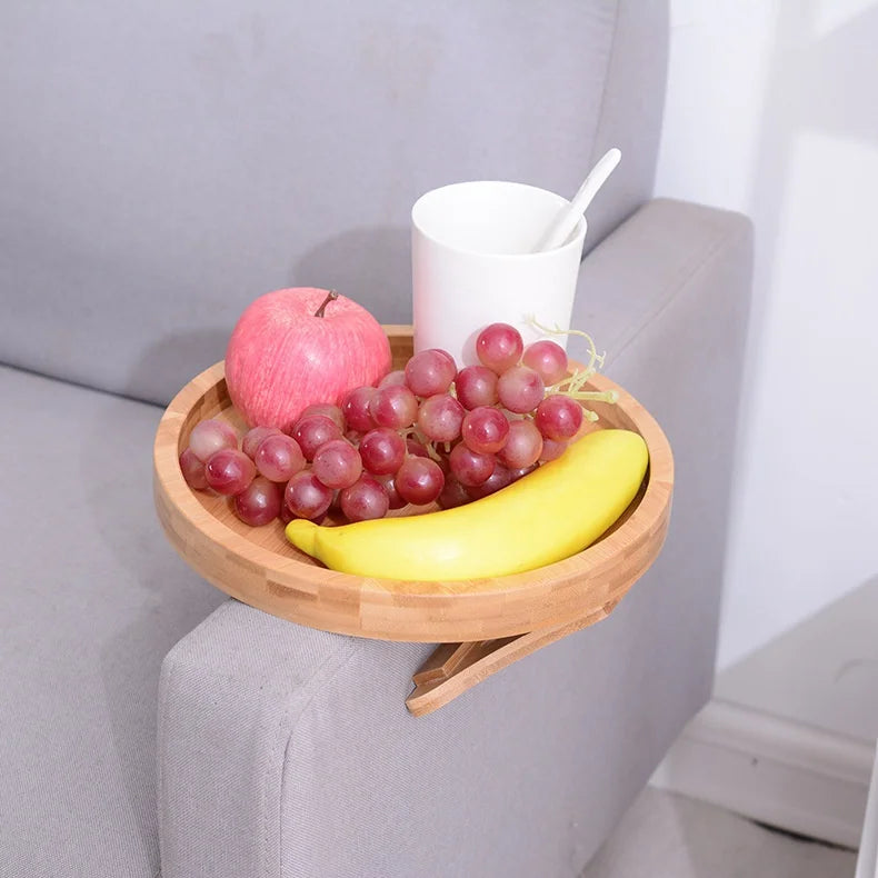 Sofa Armrest Tray – Clip-On Wooden Table for Snacks, Drinks & Remote Control