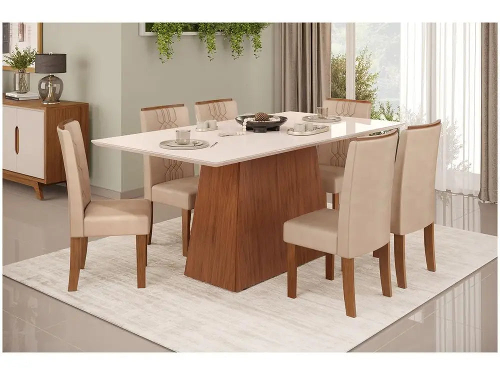 Copenhagen Dining Set – 6-Person Modern & Elegant Table with Upholstered Chairs