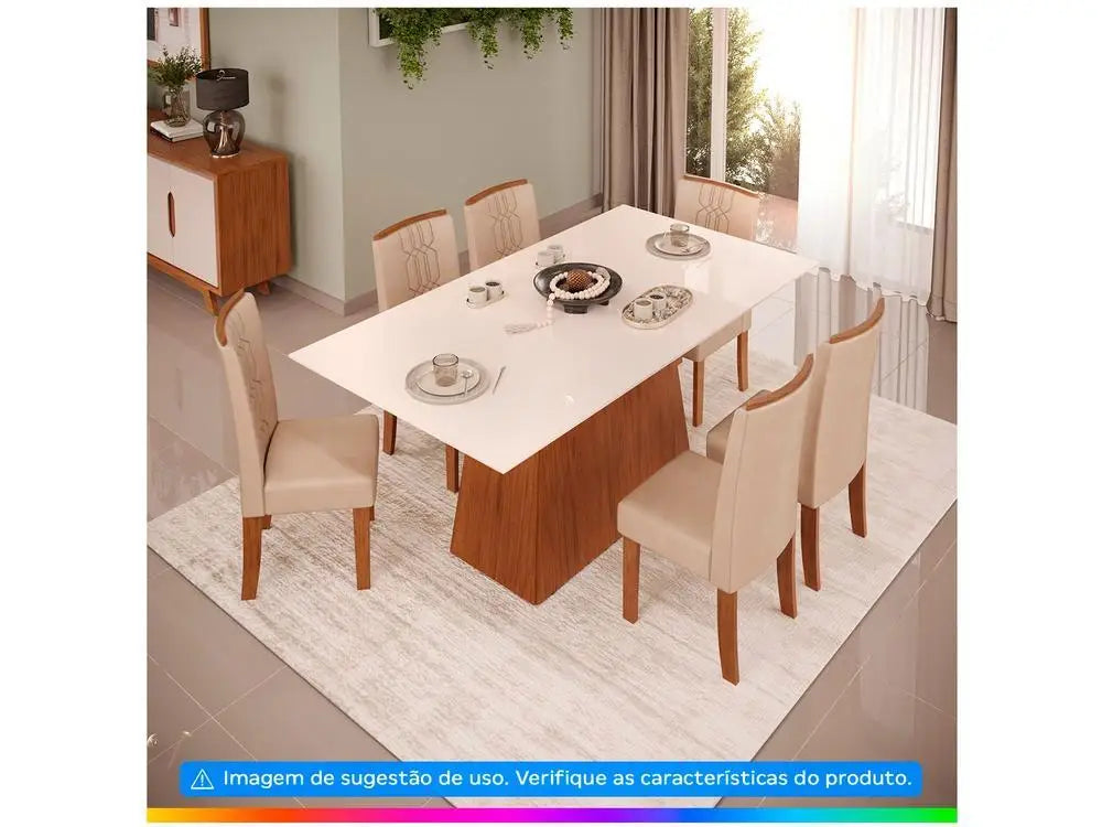 Copenhagen Dining Set – 6-Person Modern & Elegant Table with Upholstered Chairs