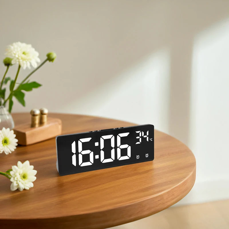"Digital Alarm Clock with Temperature – Large Display for Bedroom, Kitchen, and Office"/ White