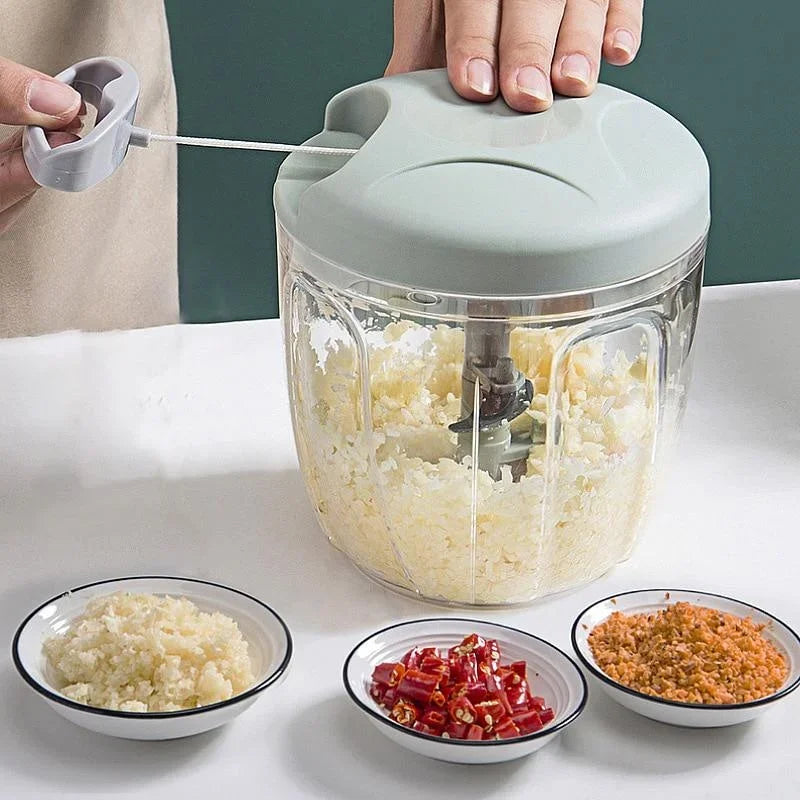 Manual Food Chopper 500ml– Garlic, Onion & Vegetable Cutter with Anti-Splash Rotating Press System