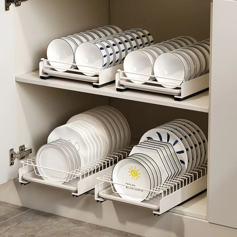 Pull-Out Stainless Steel Dish Drying Drawer – Organize Your Kitchen with Ease