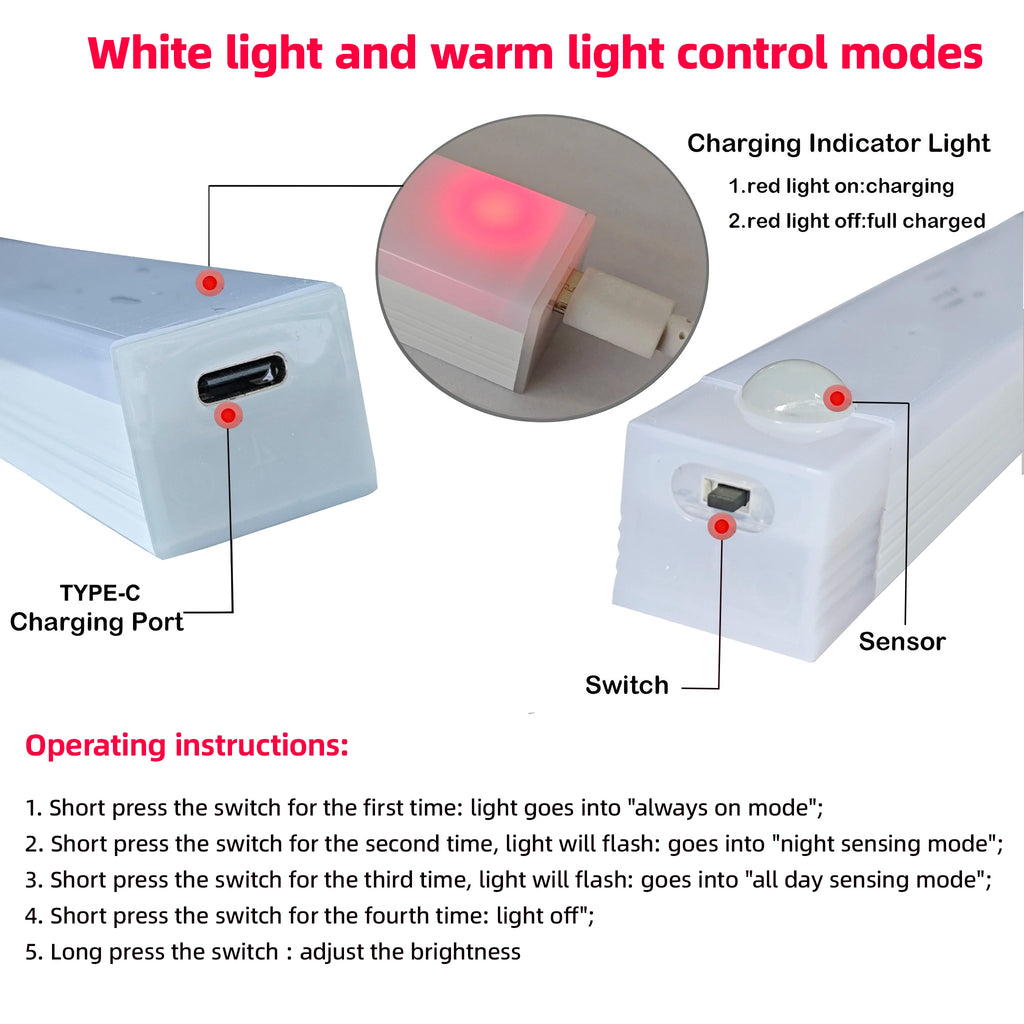 Rechargeable LED Motion Sensor Light – Wireless USB Cabinet & Closet Night Light for Kitchen, Stairs and Hallway