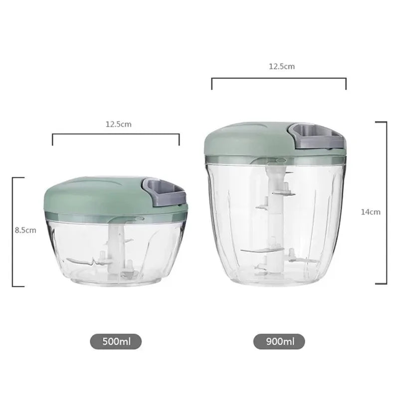 Manual Food Chopper 500ml– Garlic, Onion & Vegetable Cutter with Anti-Splash Rotating Press System