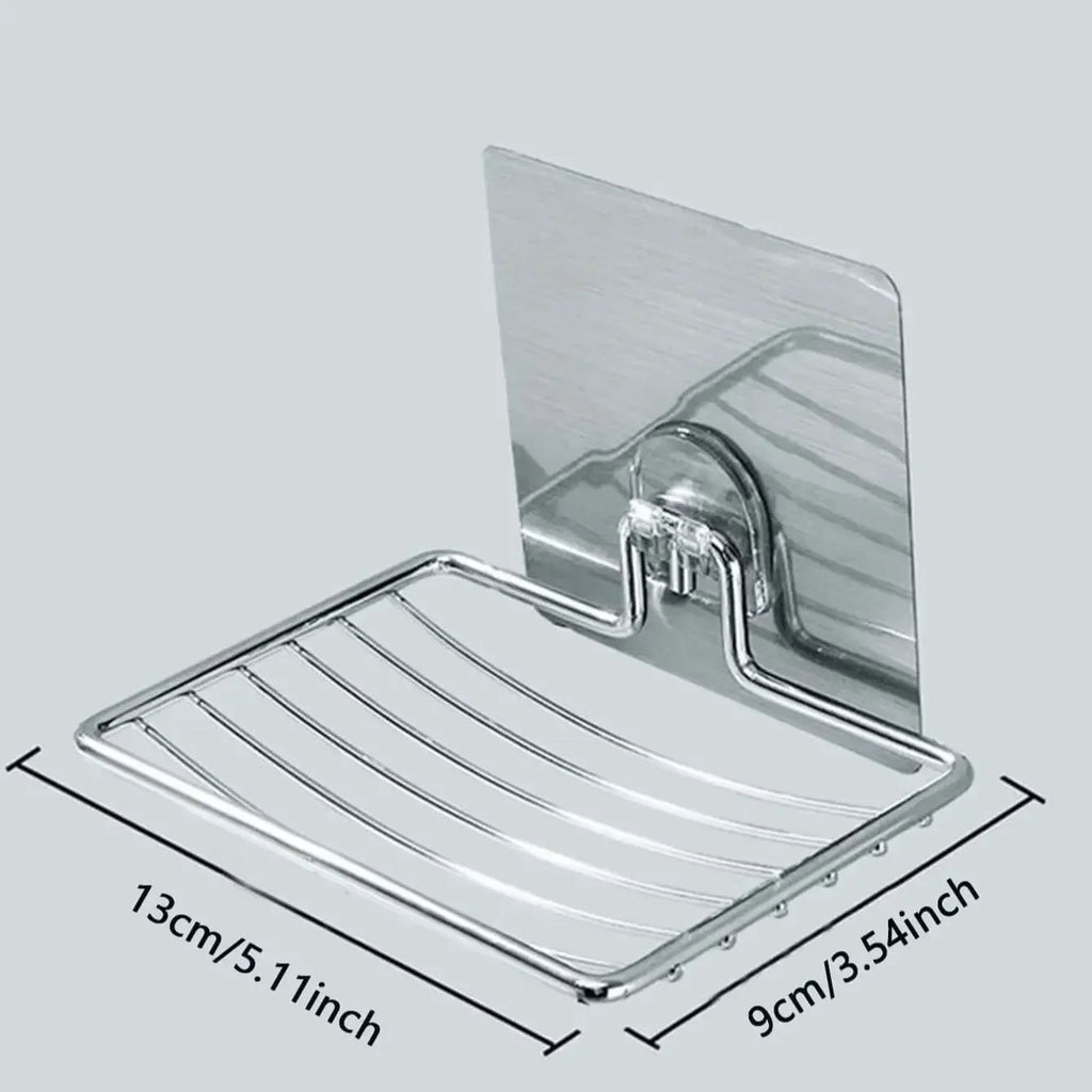 Wall-Mounted Stainless Steel Soap Rack – Rustproof Bathroom Soap Holder with Drainage Tray | No-Drill Installation