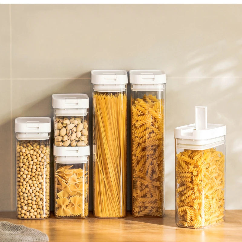 Airtight Transparent Food Storage Container – Plastic Organizer for Pasta, Grains, Snacks and Dry Foods (0.5L–1.8L)