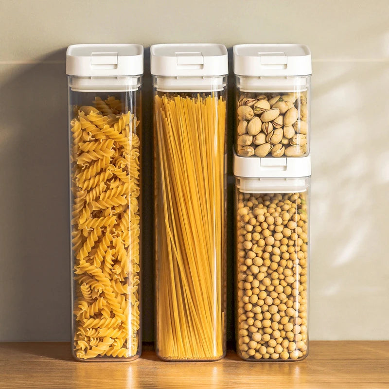 Airtight Transparent Food Storage Container – Plastic Organizer for Pasta, Grains, Snacks and Dry Foods (0.5L–1.8L)