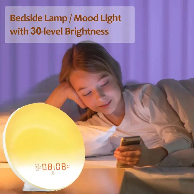 Sunrise Alarm Clock with Light Simulation, FM Radio & USB Charging