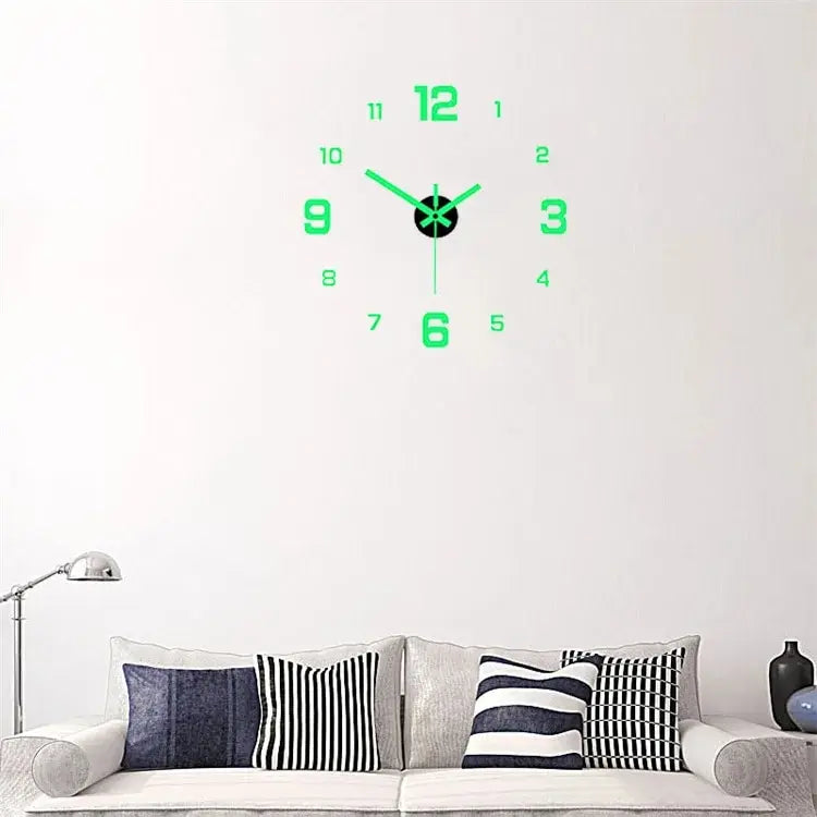 EW Creative Luminous Digital Clock – European Style, Silent DIY Wall Clock, Punch-Free Sticker