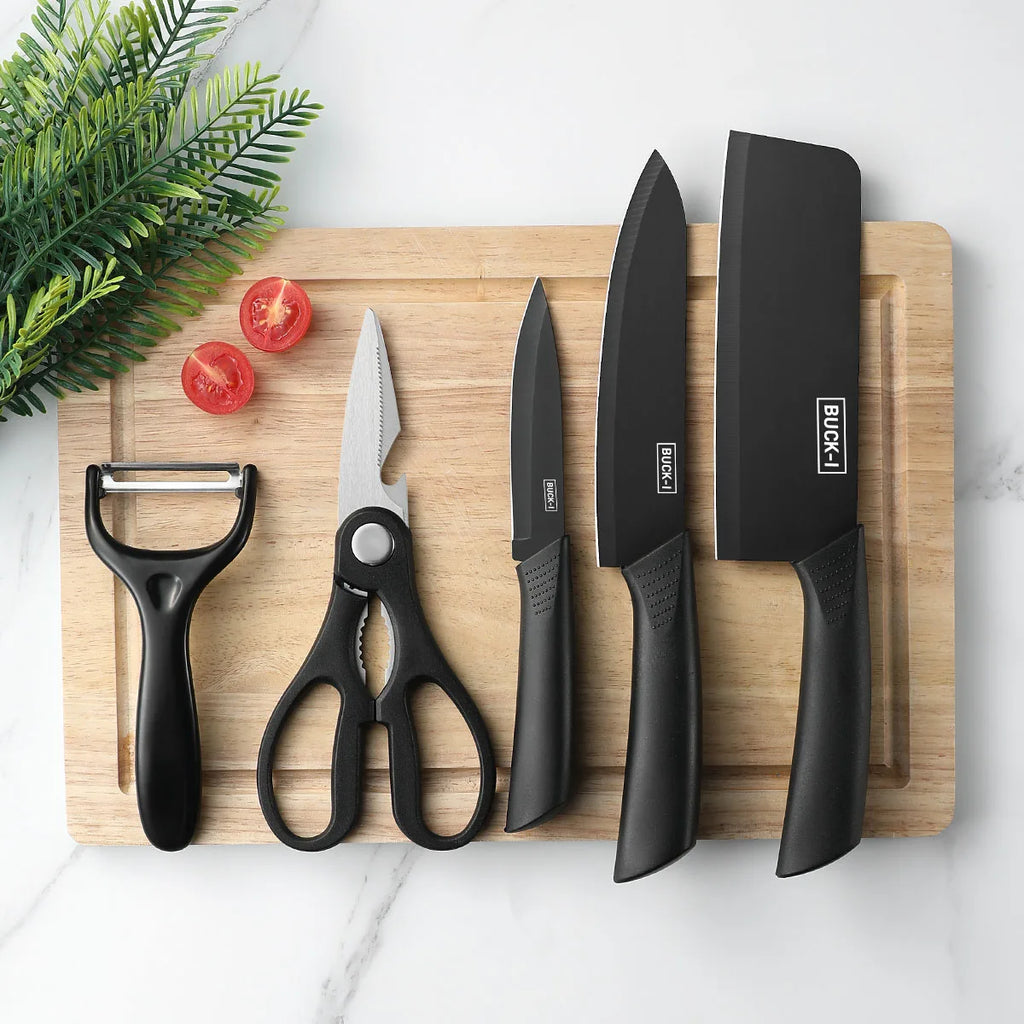 Premium Black Stainless Steel Knife Set – 3 or 5 Pieces | Precision & Durability