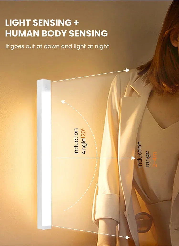 Rechargeable LED Motion Sensor Light – Wireless USB Cabinet & Closet Night Light for Kitchen, Stairs and Hallway
