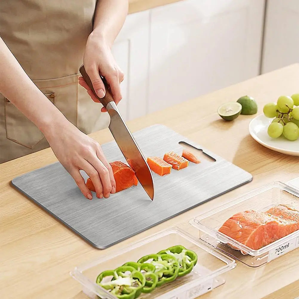 Professional 304 Stainless Steel Cutting Board – Double-Sided, Heavy-Duty, Food-Grade & Portable
