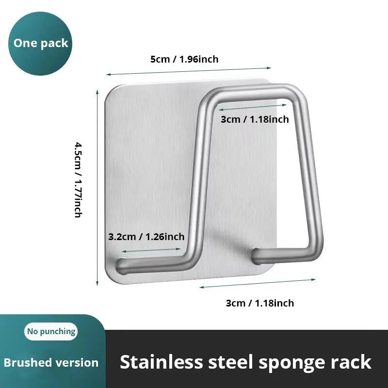 Stainless Steel Sink Sponge Holder – Suction Cup Kitchen Organizer with Drainage
