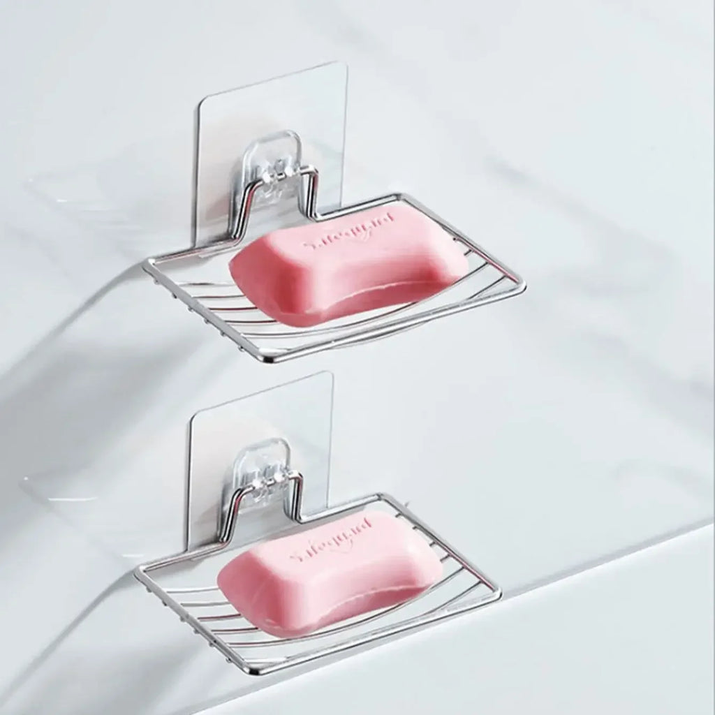 Wall-Mounted Stainless Steel Soap Rack – Rustproof Bathroom Soap Holder with Drainage Tray | No-Drill Installation