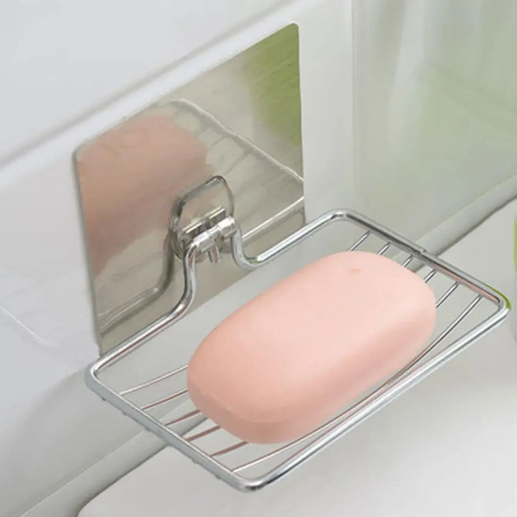 Wall-Mounted Stainless Steel Soap Rack – Rustproof Bathroom Soap Holder with Drainage Tray | No-Drill Installation
