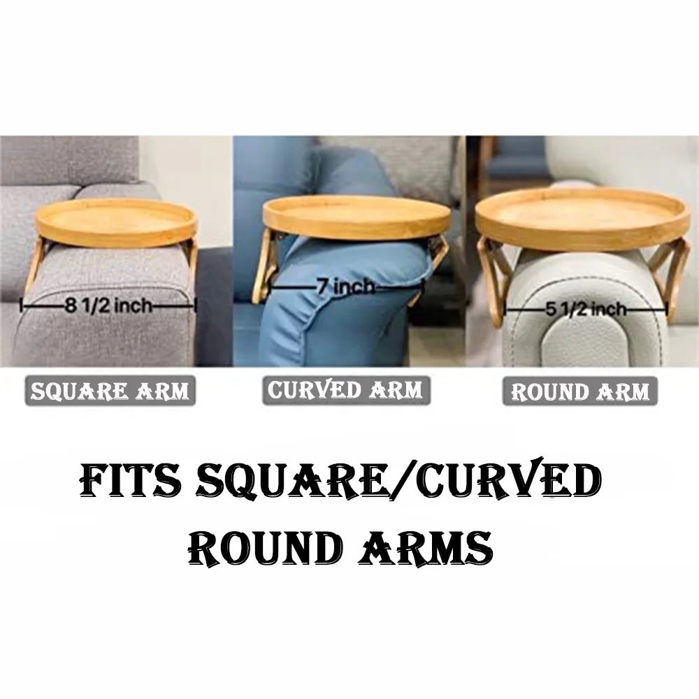 Sofa Armrest Tray – Clip-On Wooden Table for Snacks, Drinks & Remote Control
