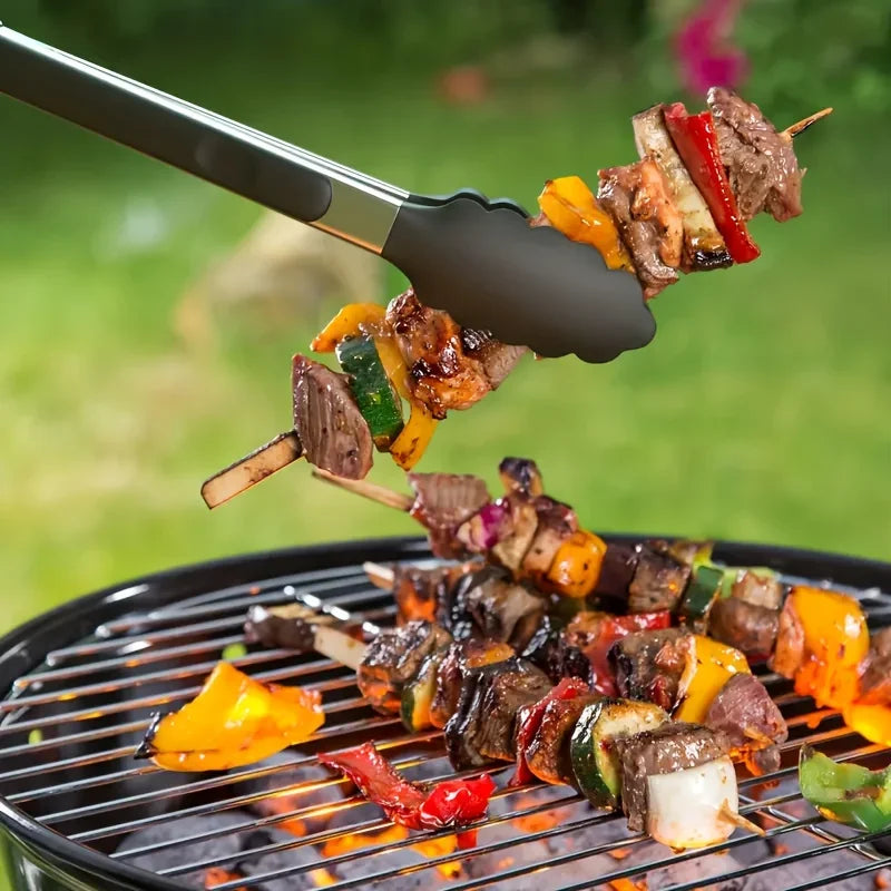 Premium Stainless Steel Kitchen Tongs with Silicone Tips – Heavy Duty, Heat Resistant & Locking Grip (3 Sizes Available)