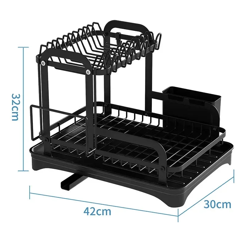 Tier Black Dish Rack – Space-Saving Kitchen Organizer