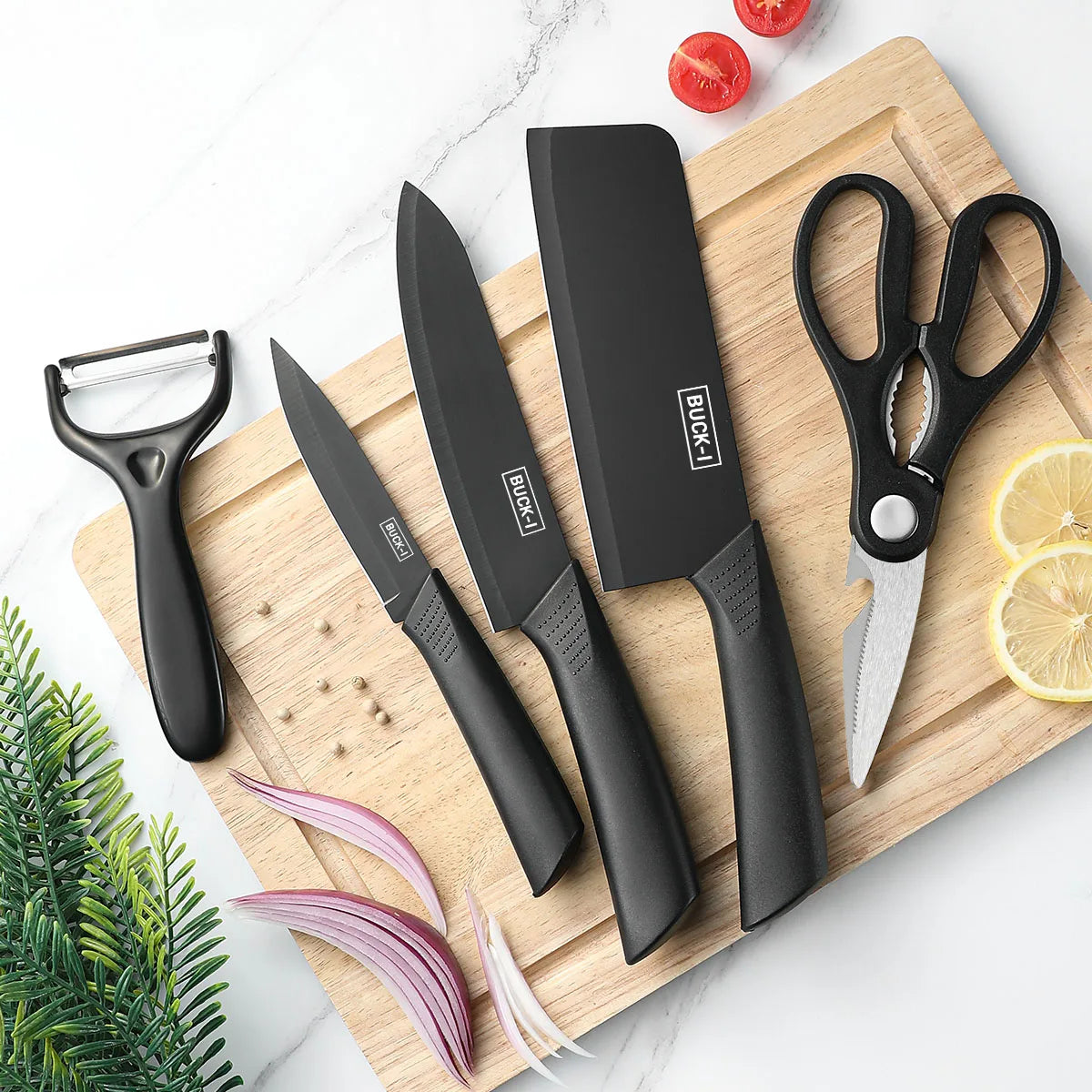 Premium Black Stainless Steel Knife Set – 3 or 5 Pieces | Precision & Durability