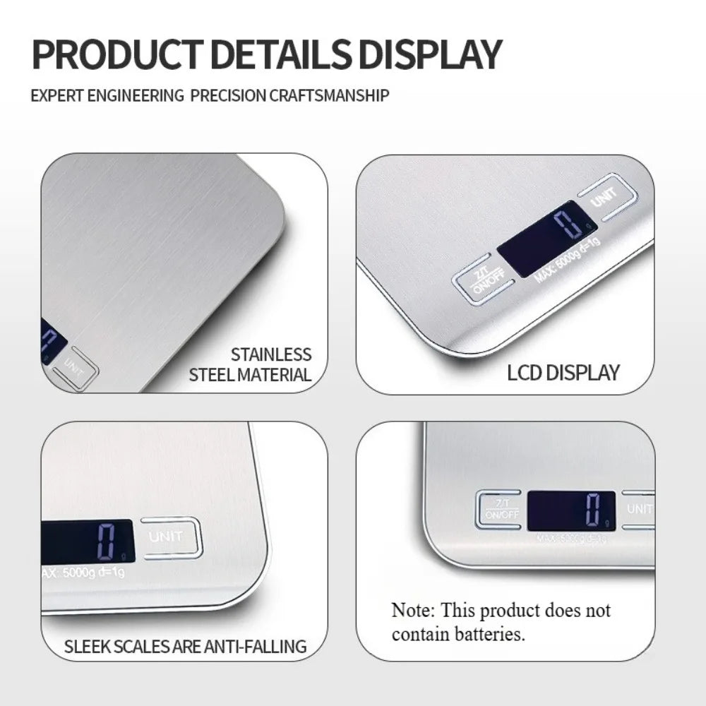Digital Kitchen Scale 5kg/1g with LED – Multifunctional for Cooking & Baking
