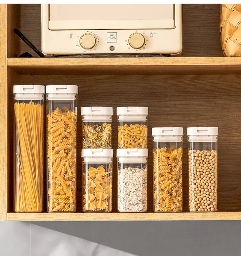 Airtight Transparent Food Storage Container – Plastic Organizer for Pasta, Grains, Snacks and Dry Foods (0.5L–1.8L)