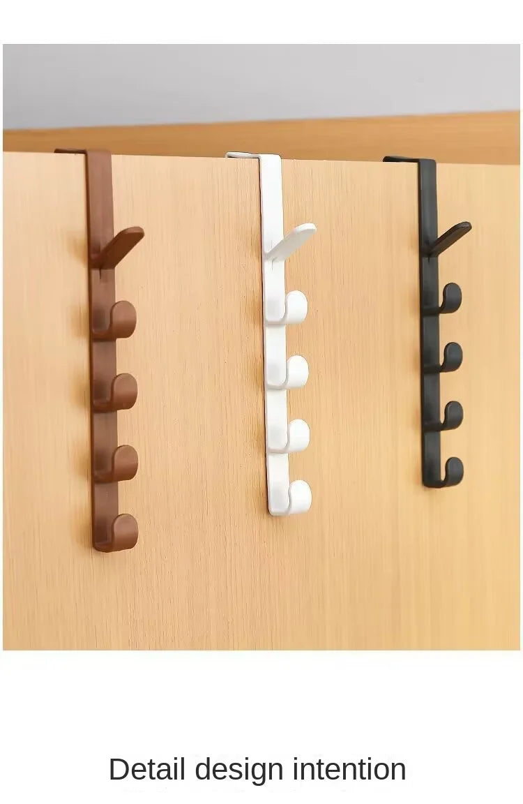 Over-the-Door Hook Rack – 5-Hook Vertical Hanger for Coat, Wardrobe, or Dorm Room