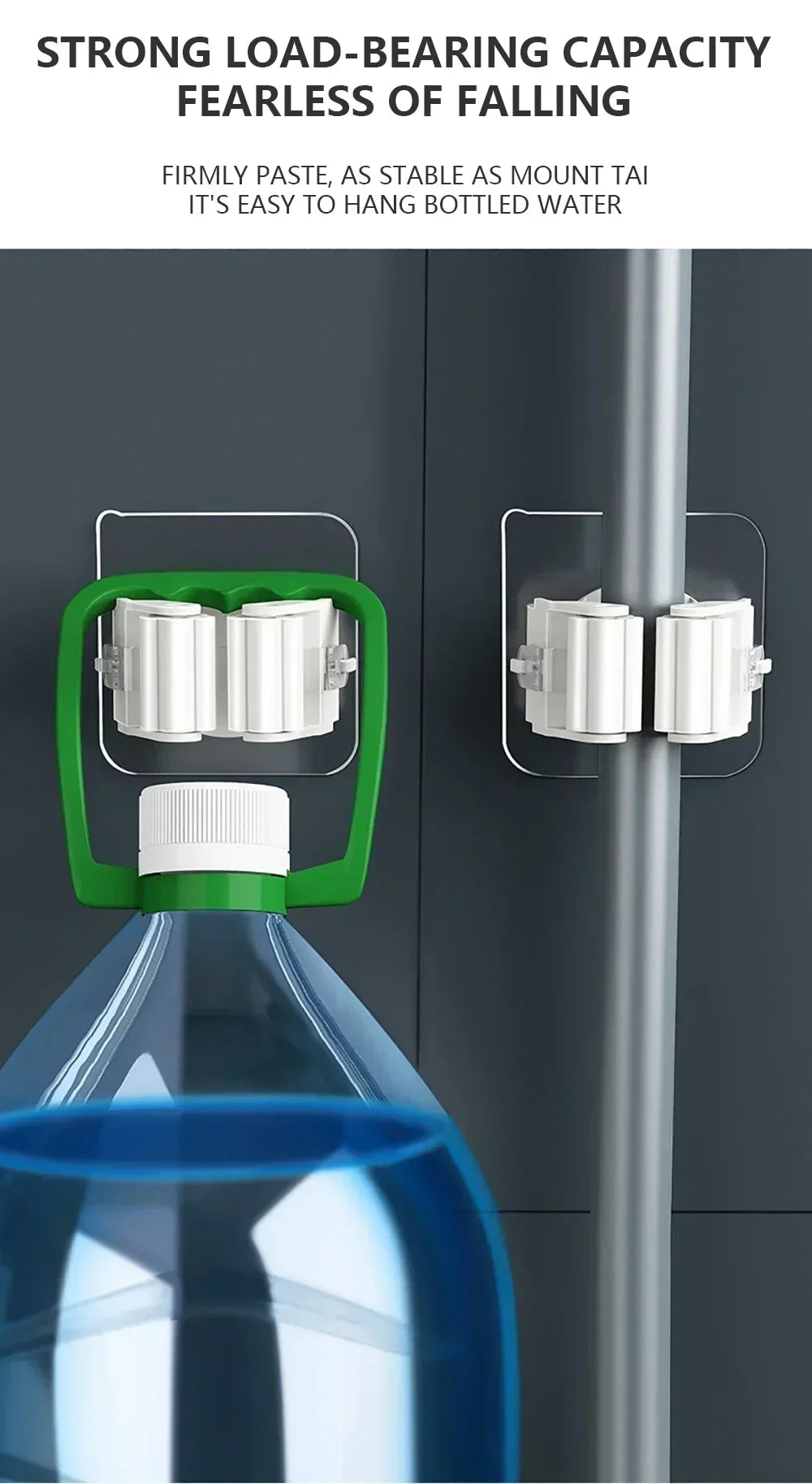 Self-Adhesive Mop & Broom Holder – Wall Mounted Organizer | Strong Waterproof No-Drill Storage Hook for Kitchen & Bathroom