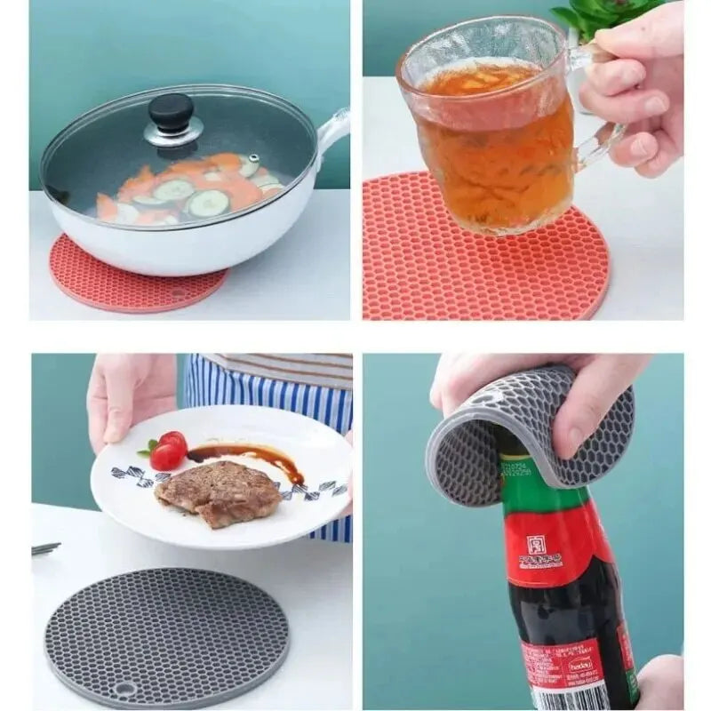 Round Silicone Non-Slip Mat | Drink Coaster, Heat Insulator & Table Protector