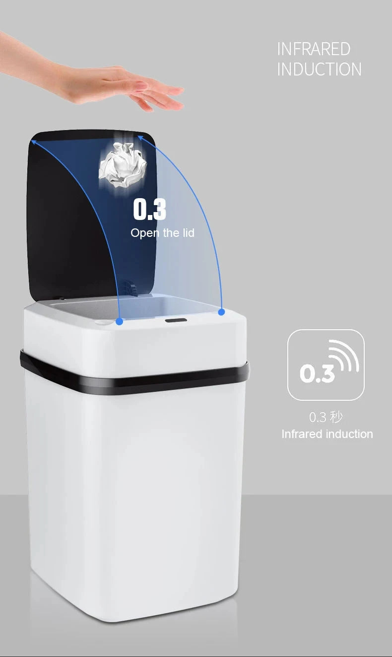 13L Smart Touch Trash Can – Modern Sensor Bin for Kitchen & Bathroom