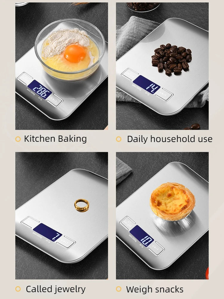 Multifunction Digital Kitchen Scale 5kg with LCD Display, Stainless Steel – High Precision & Waterproof