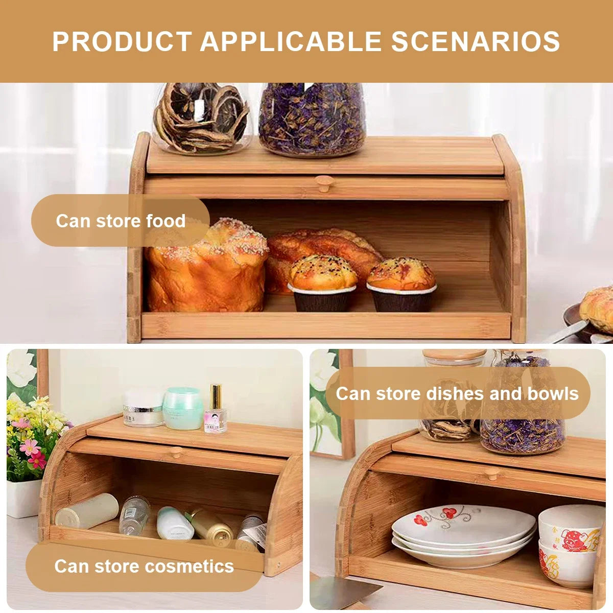 Natural Bamboo Food Organizer Box