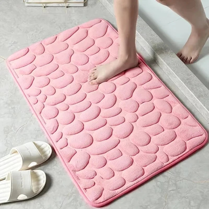 Premium Memory Foam Non-Slip Velvet Embossed Mat – Soft Bathroom & Living Room Rug