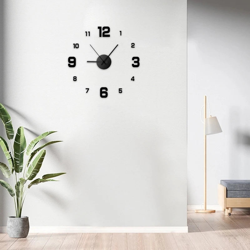 Silent Frameless DIY Wall Clock | Custom 3D Acrylic Home Decoration