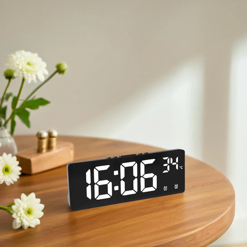 "Digital Alarm Clock with Temperature – Large Display for Bedroom, Kitchen, and Office"/ White