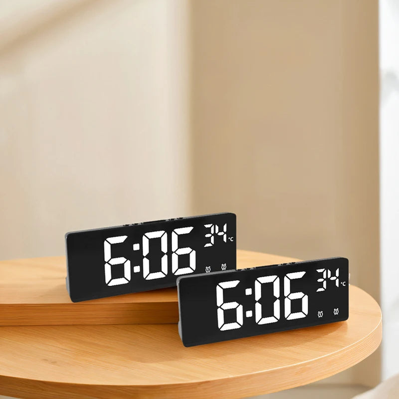 "Digital Alarm Clock with Temperature – Large Display for Bedroom, Kitchen, and Office"/ White
