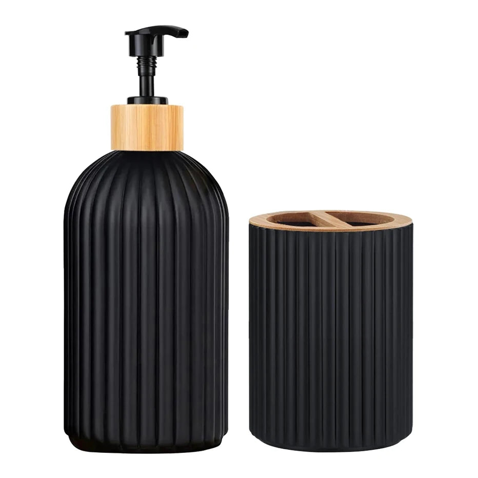 3-in-1 Bathroom Counter Organizer – Soap Dispenser, Cotton Box & Toothbrush Holder