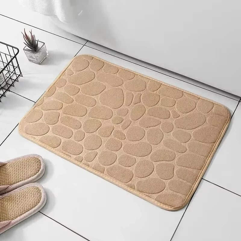 Premium Memory Foam Non-Slip Velvet Embossed Mat – Soft Bathroom & Living Room Rug