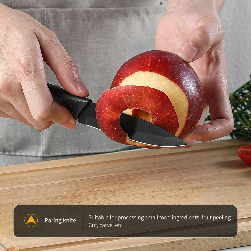 Premium Black Stainless Steel Knife Set – 3 or 5 Pieces | Precision & Durability