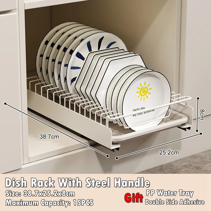 Pull-Out Stainless Steel Dish Drying Drawer – Organize Your Kitchen with Ease