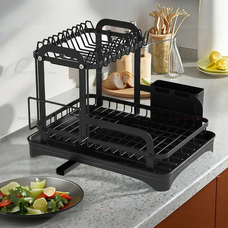 Tier Black Dish Rack – Space-Saving Kitchen Organizer