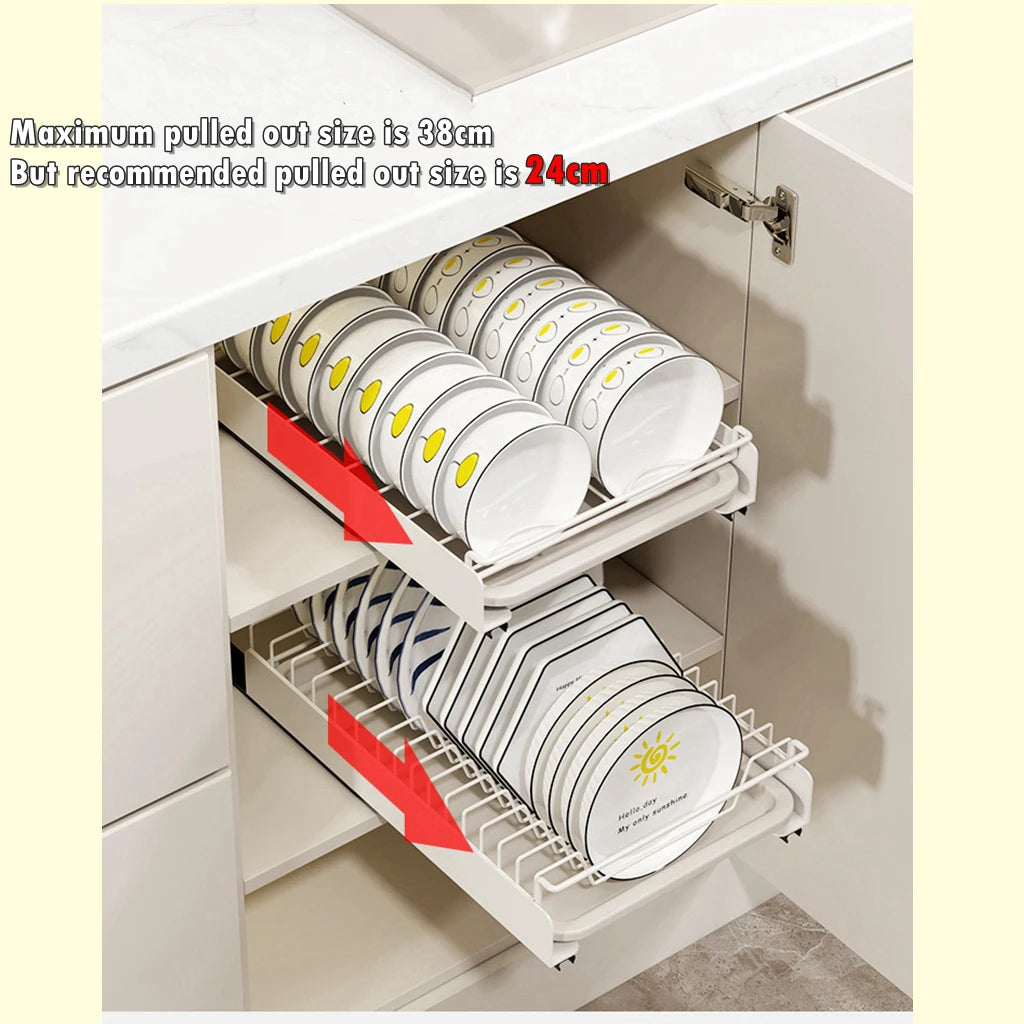 Pull-Out Stainless Steel Dish Drying Drawer – Organize Your Kitchen with Ease
