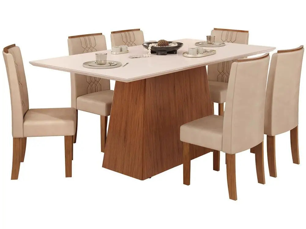 Copenhagen Dining Set – 6-Person Modern & Elegant Table with Upholstered Chairs