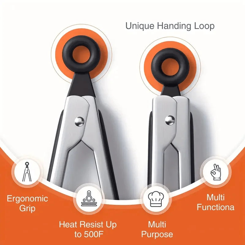 Premium Stainless Steel Kitchen Tongs with Silicone Tips – Heavy Duty, Heat Resistant & Locking Grip (3 Sizes Available)