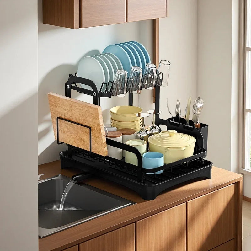 Tier Black Dish Rack – Space-Saving Kitchen Organizer