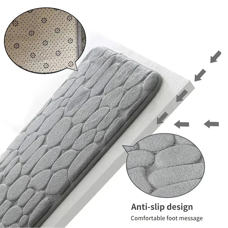 Premium Memory Foam Non-Slip Velvet Embossed Mat – Soft Bathroom & Living Room Rug