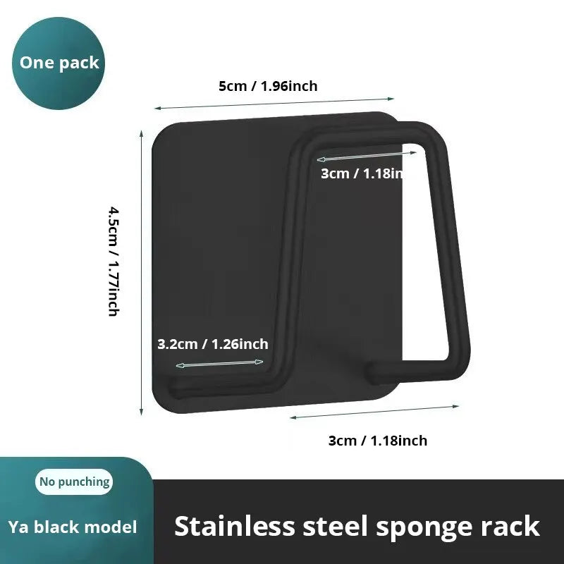 Stainless Steel Sink Sponge Holder – Suction Cup Kitchen Organizer with Drainage