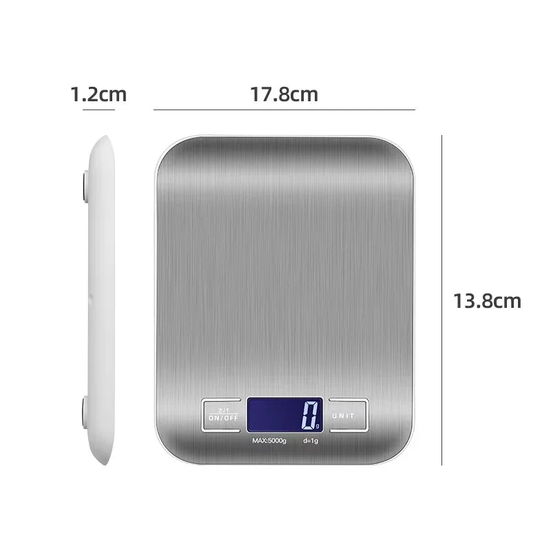 Multifunction Digital Kitchen Scale 5kg with LCD Display, Stainless Steel – High Precision & Waterproof